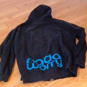 Nadaworry Mens Black Cotton Hoodie Jacket Full Zipper Logo XL GUC